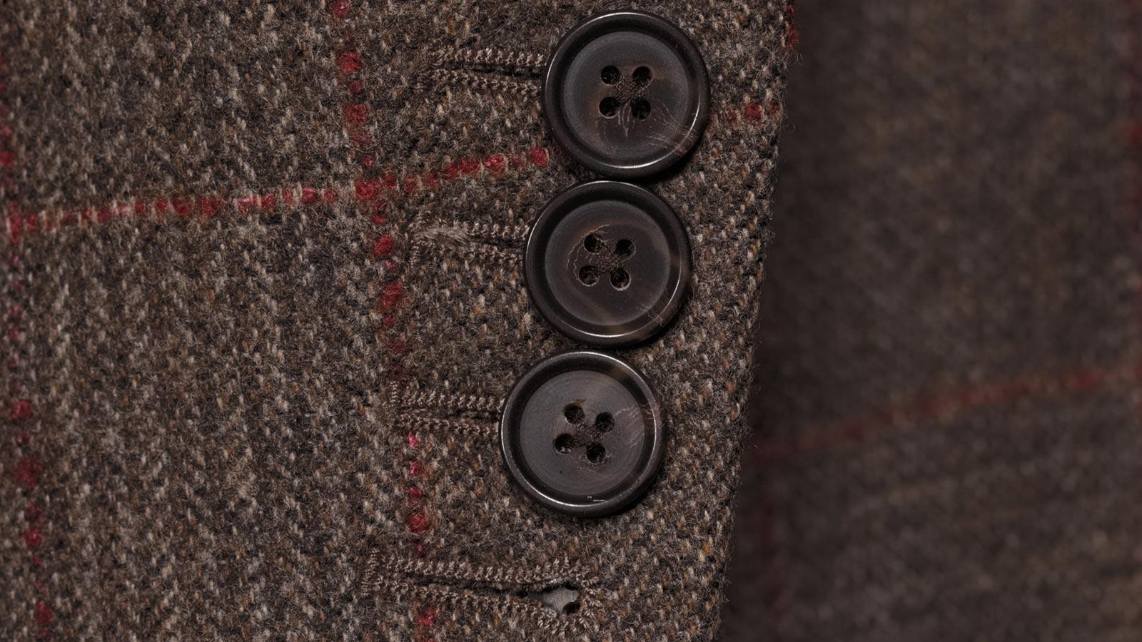 Brown Plaid with Red Overcheck Wool & Cashmere Suit - slider image 1