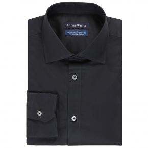 Black Two-Ply Cotton Twill Shirt - thumbnail image 1