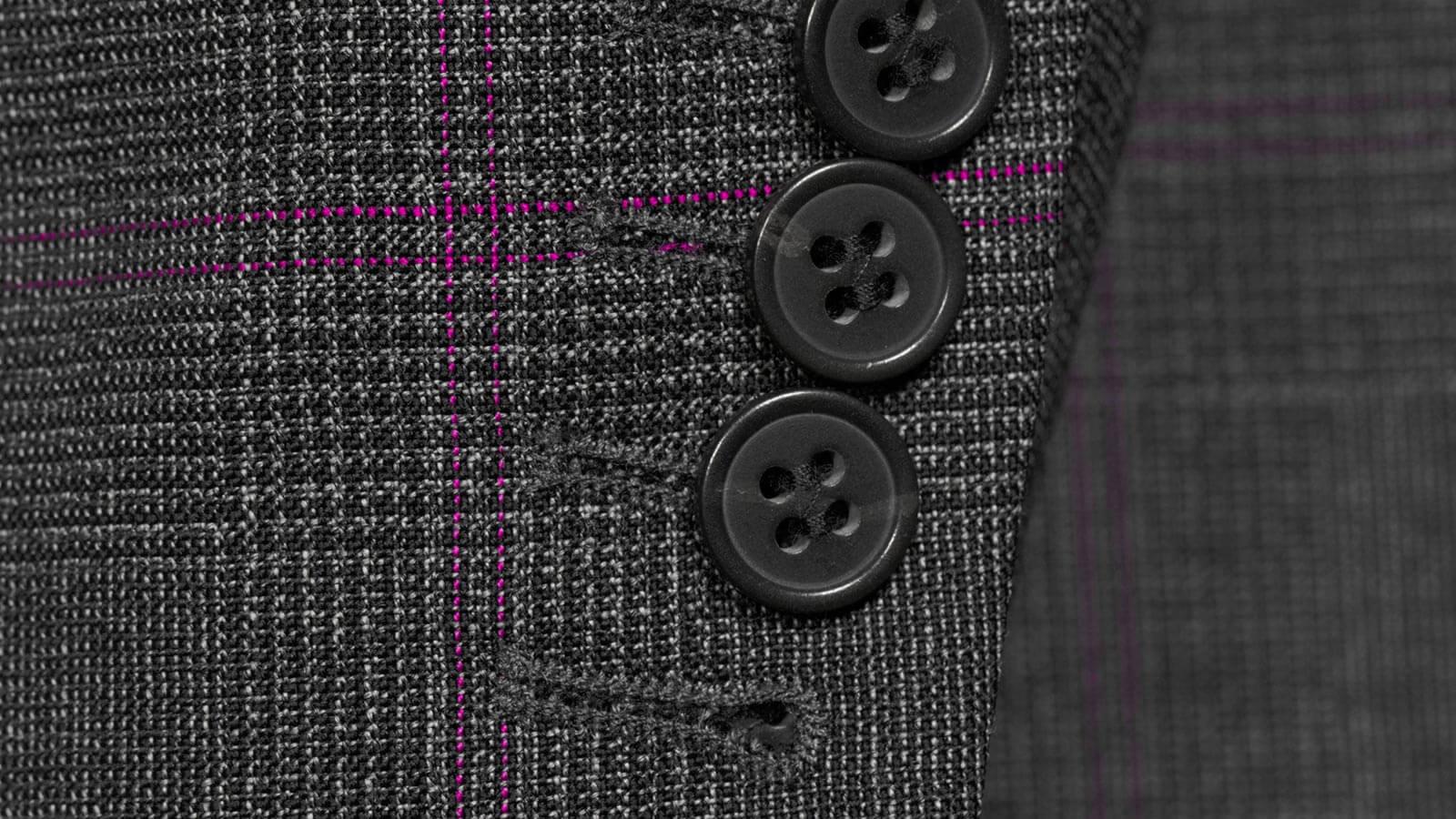 Tropical Rustic Charcoal Plaid with Purple Overcheck Suit - slider image 2