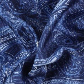 Intense Blue Paisley Italian 100% Silk Pocket Square - 0