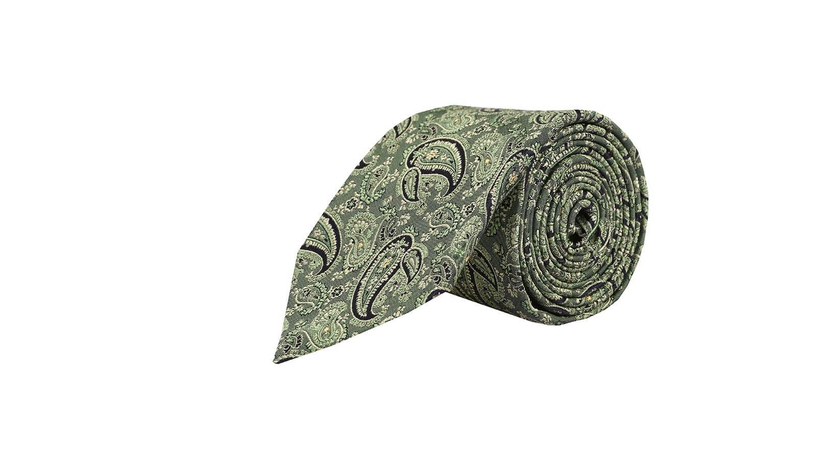 Green Paisley Silk Tie - slider image 