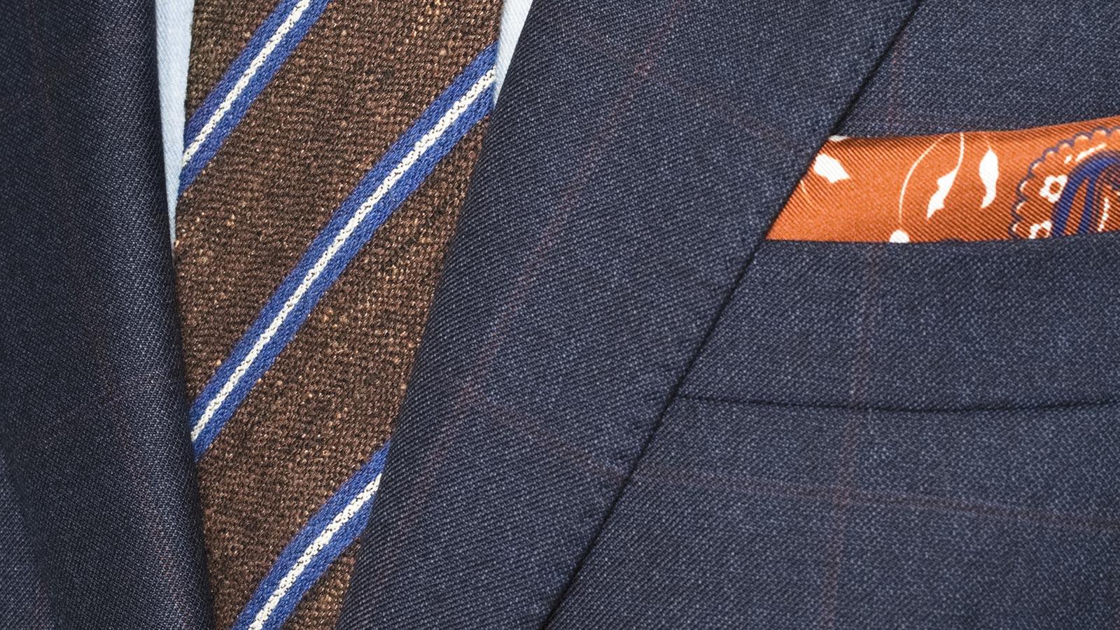 Traditionally Worsted Tangerine Check Navy Melange Suit - slider image 1