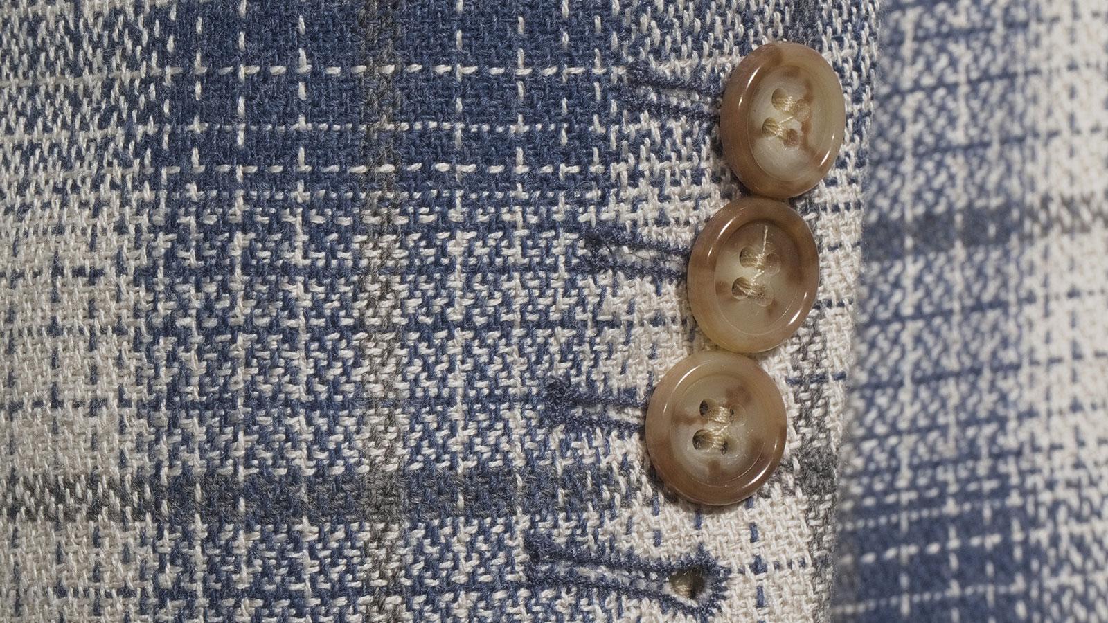 Light Blue Plaid Wool Silk & Acetate Blazer - slider image 2