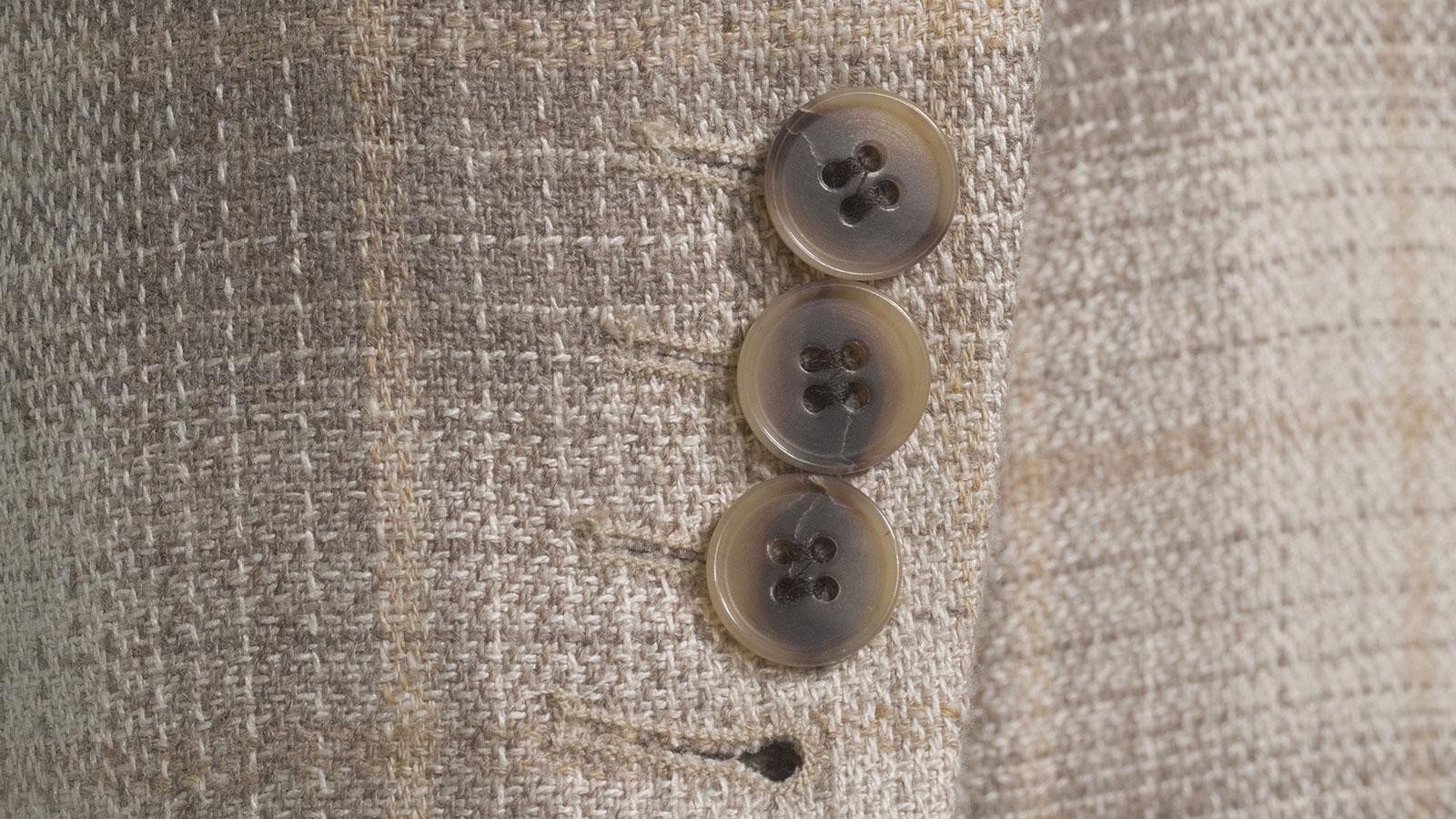 Beige Plaid Wool Silk & Acetate Blazer - slider image 2