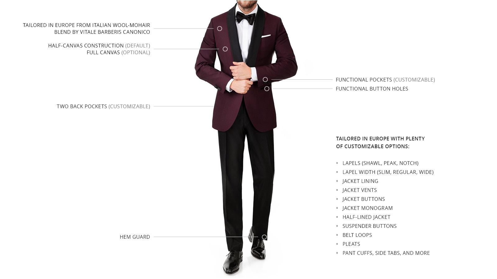 Burgundy Wool & Mohair Dinner Suit - slider image 3