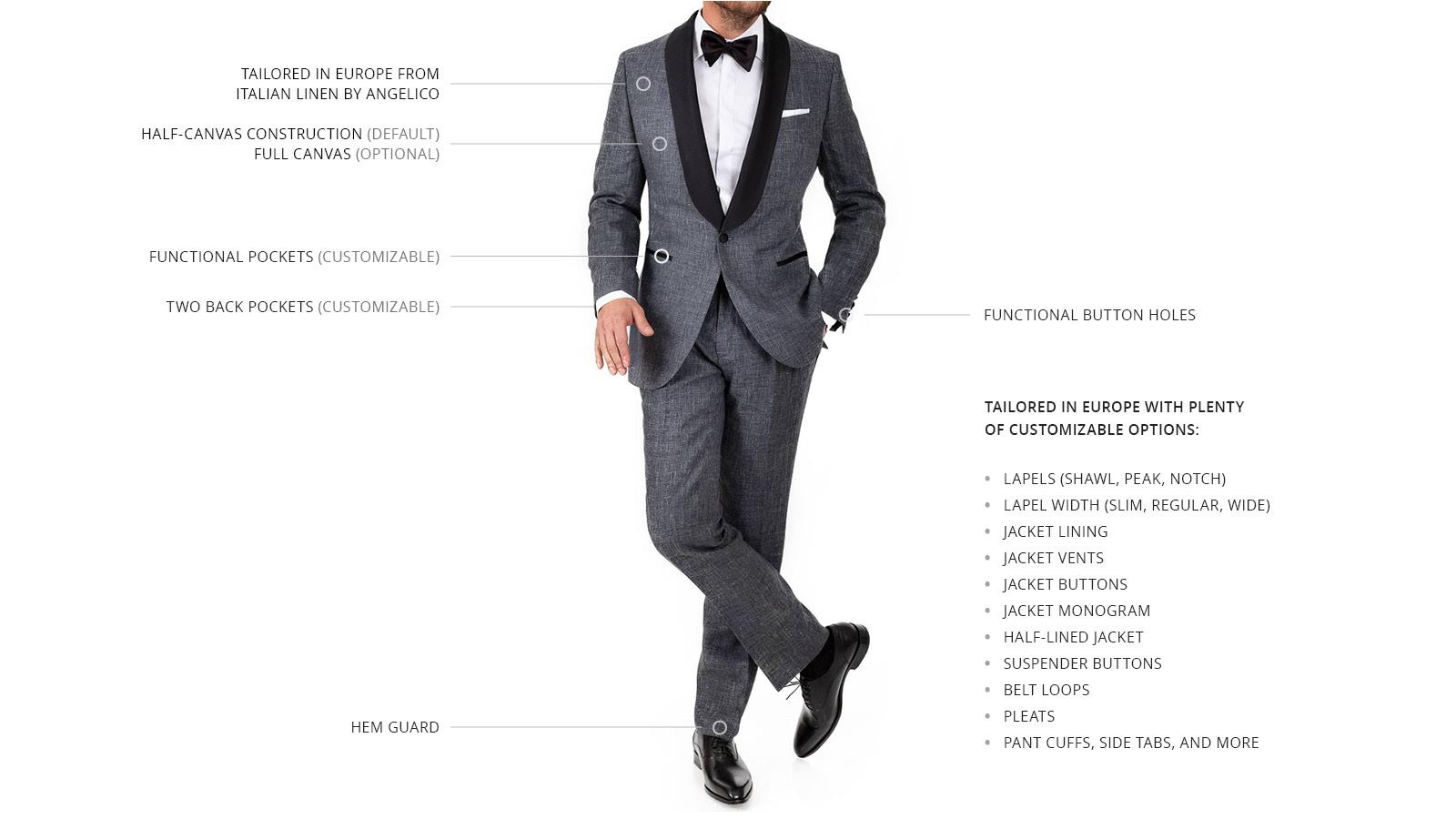 Dark Grey Linen Tuxedo - slider image 3