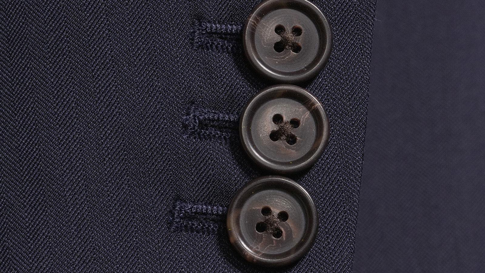 Navy Blue Fine Herringbone Wool Cotton & Silk Suit - slider image 2