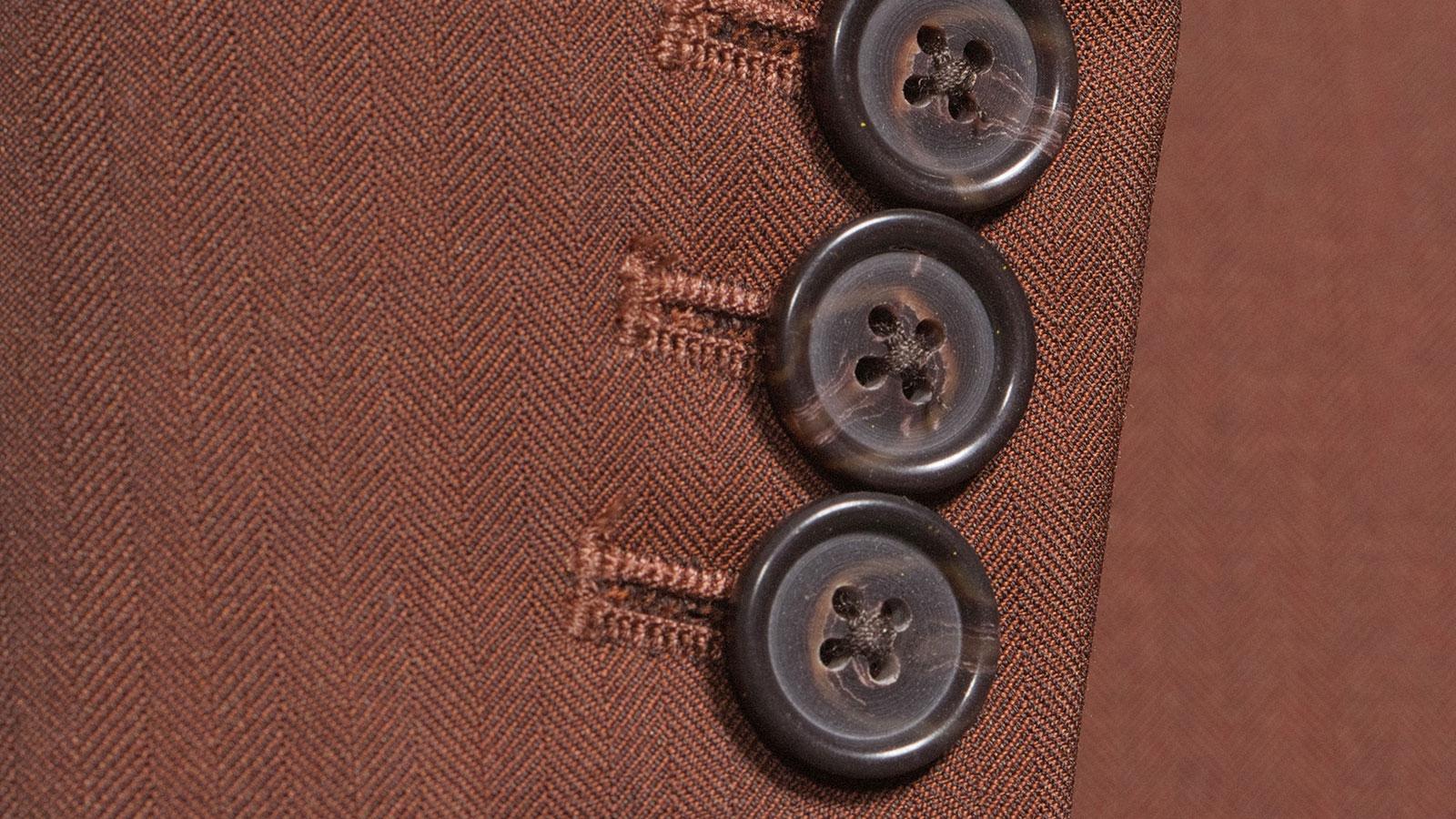 Copper Brown Fine Herringbone Wool Cotton & Silk Suit - slider image 2