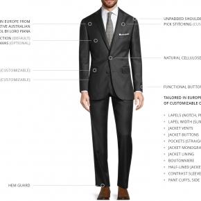 Solid Charcoal 150s Australis Suit - 5