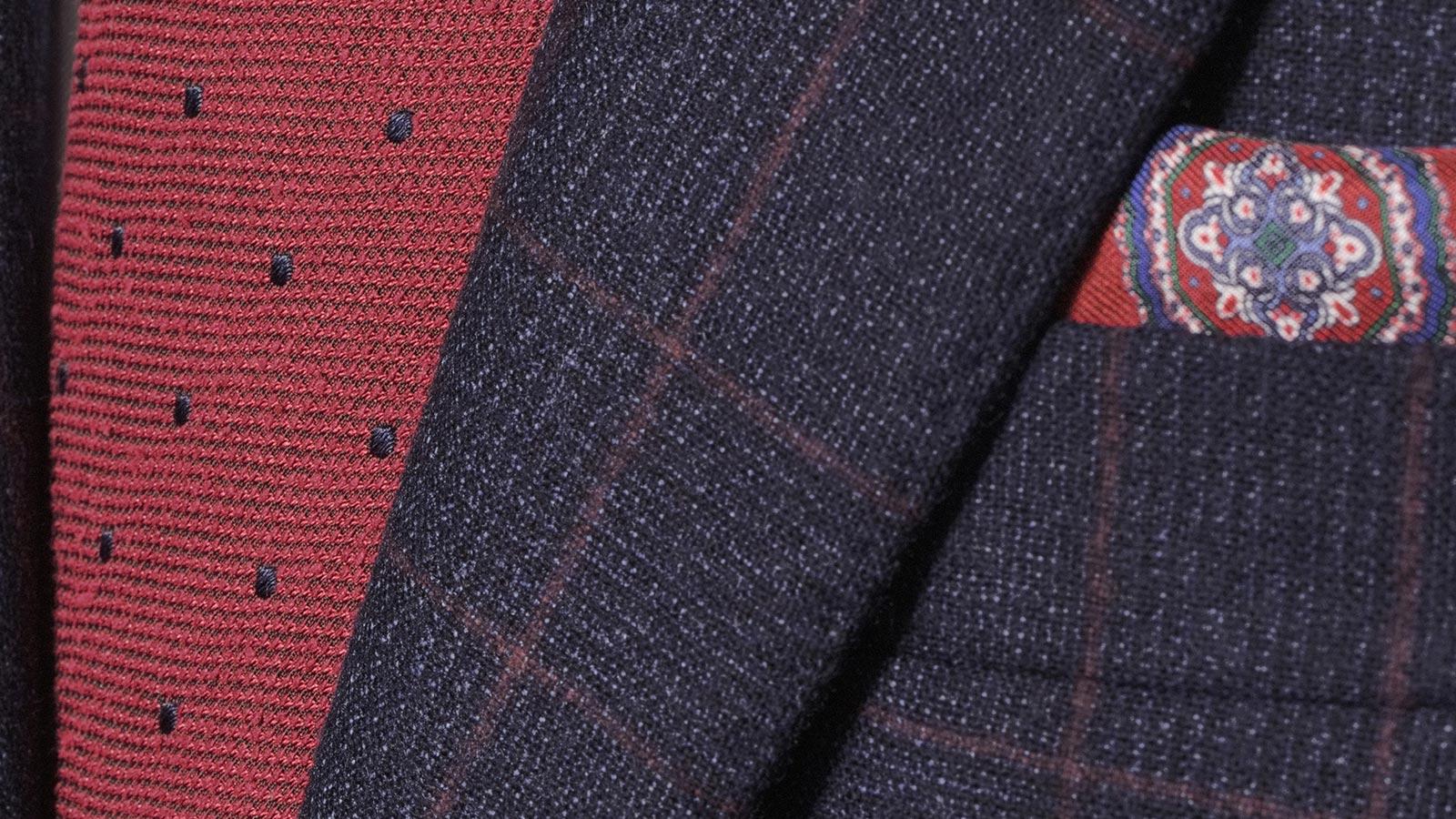 Navy Plaid with Red Overcheck Saxony Suit - slider image 2
