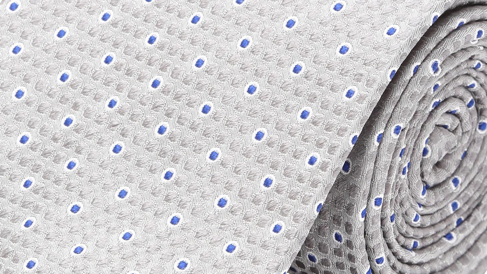 Grey Patterned Silk Tie - slider image 2