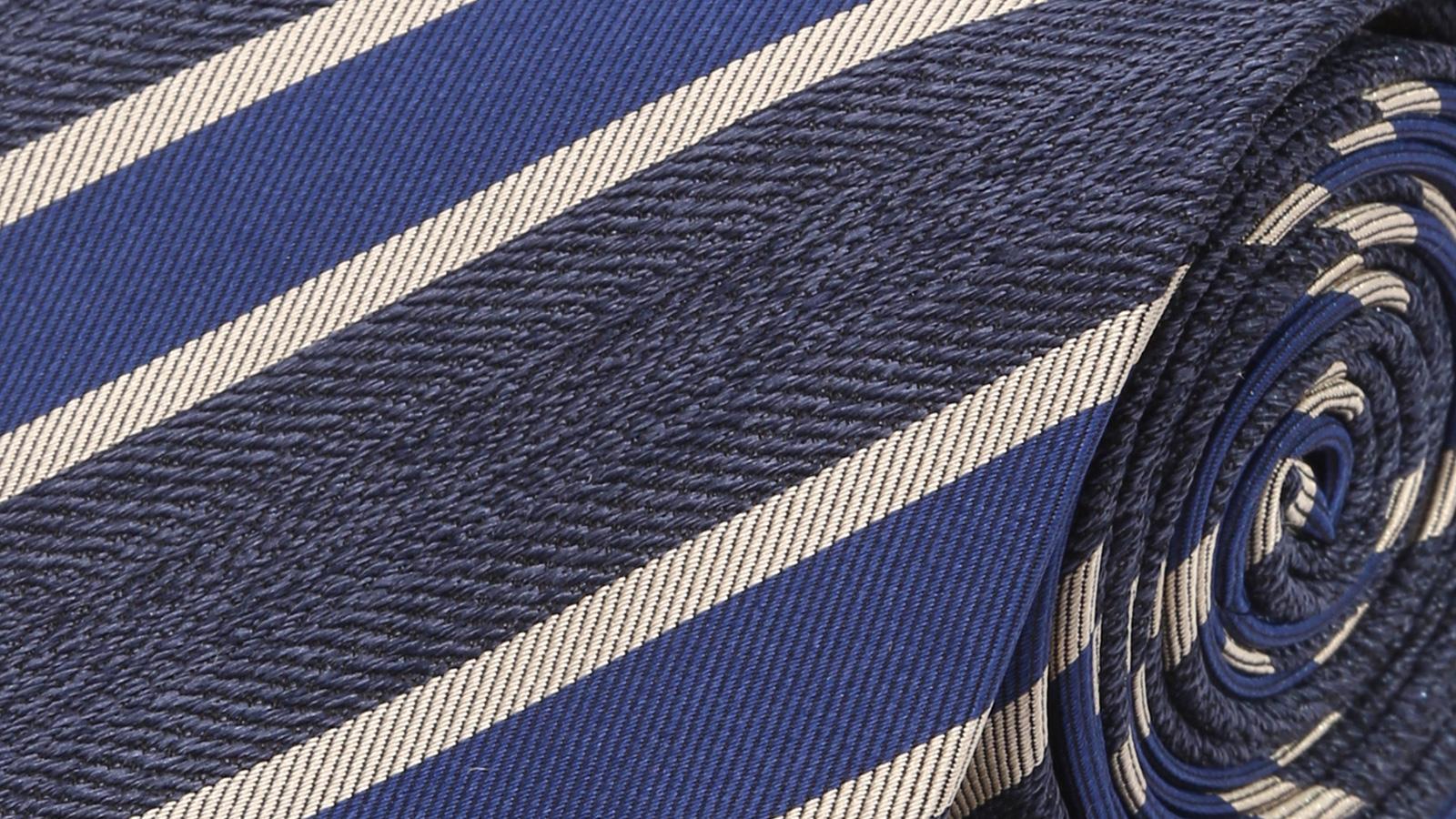 Navy & Royal Blue Silk Tie - slider image 2