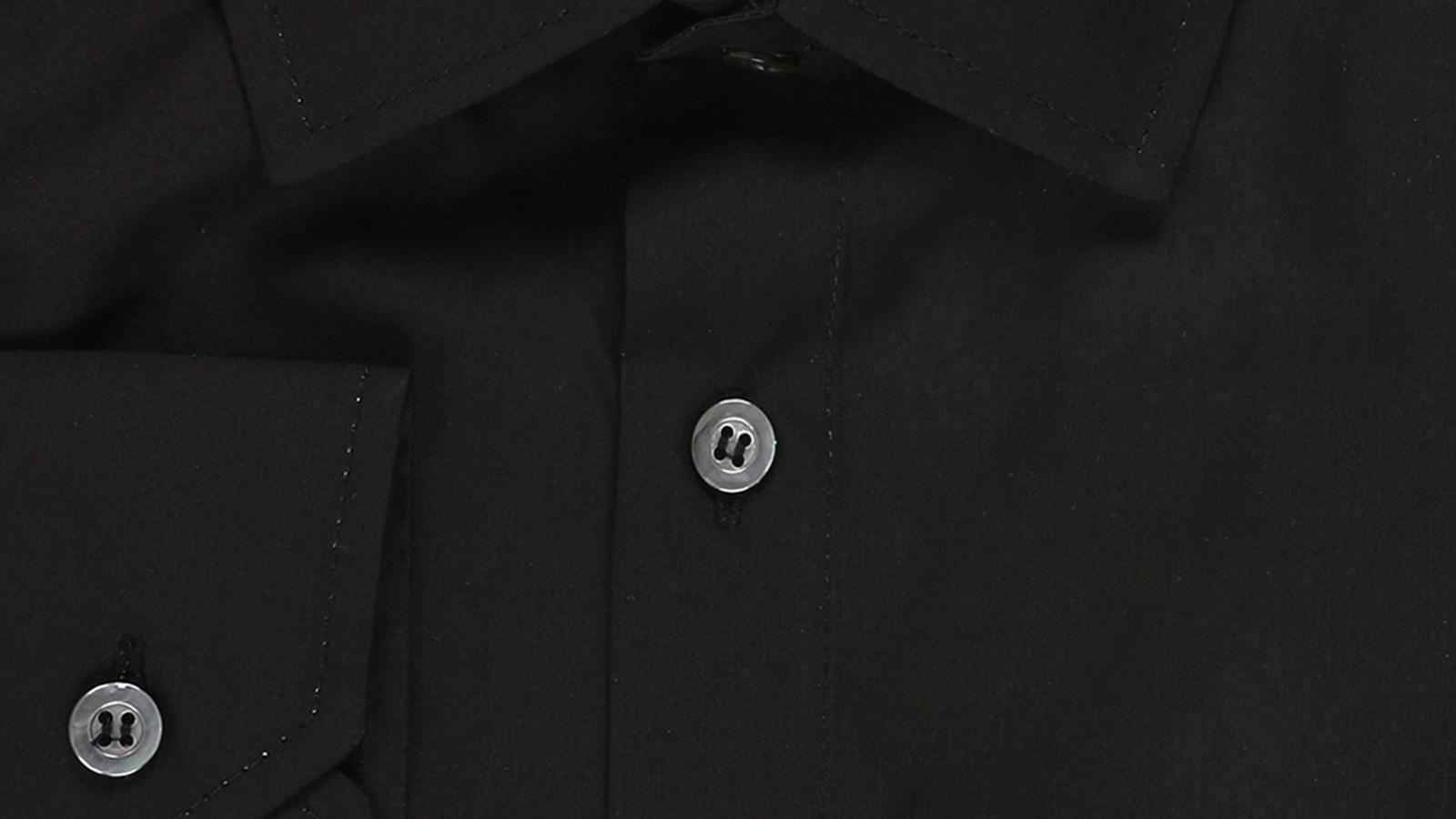 Deep Black Cotton Shirt - slider image 2