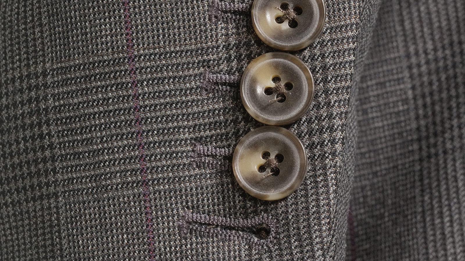 Traditionally Worsted Grey Plaid with Purple Overcheck Suit - slider image 2