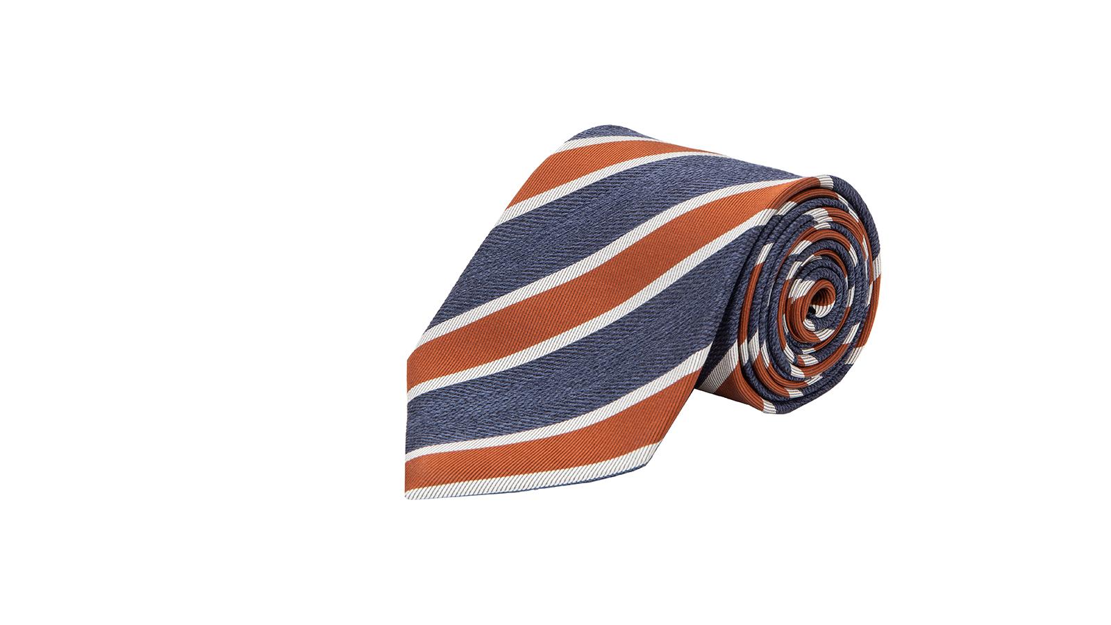 Navy & Copper Silk Tie - slider image 1