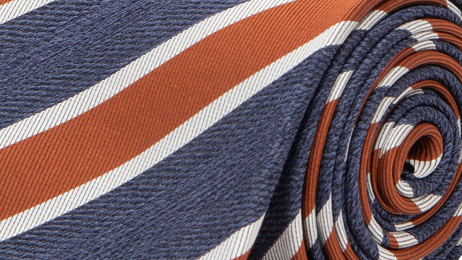 Navy & Copper Silk Tie - slider image 2