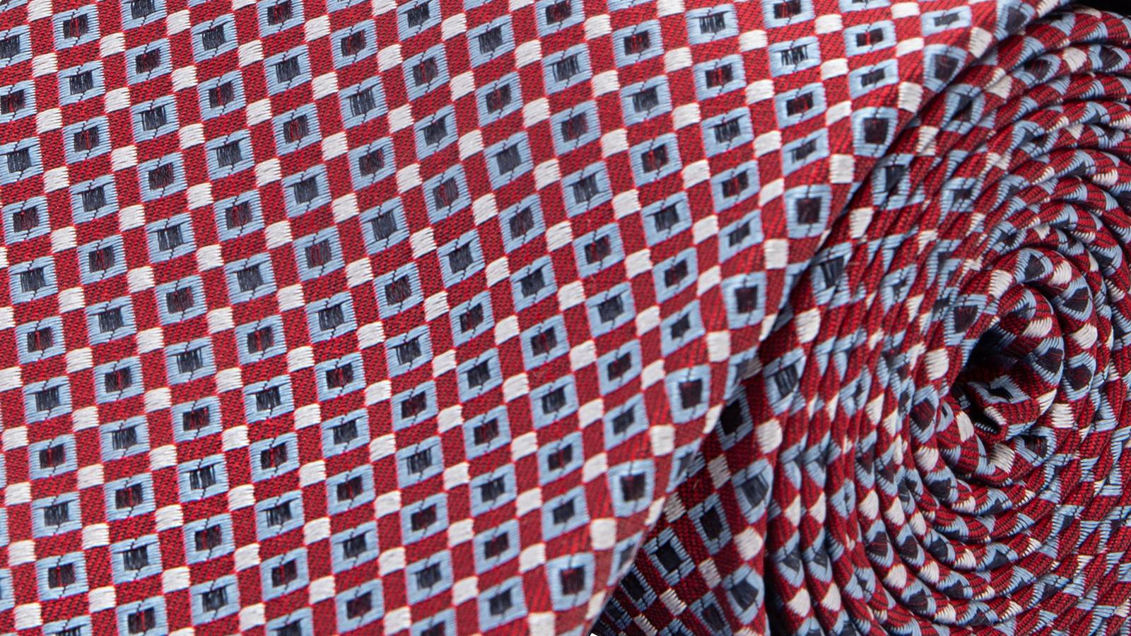 Burgundy & Blue Micropatterned Silk Tie - slider image 2