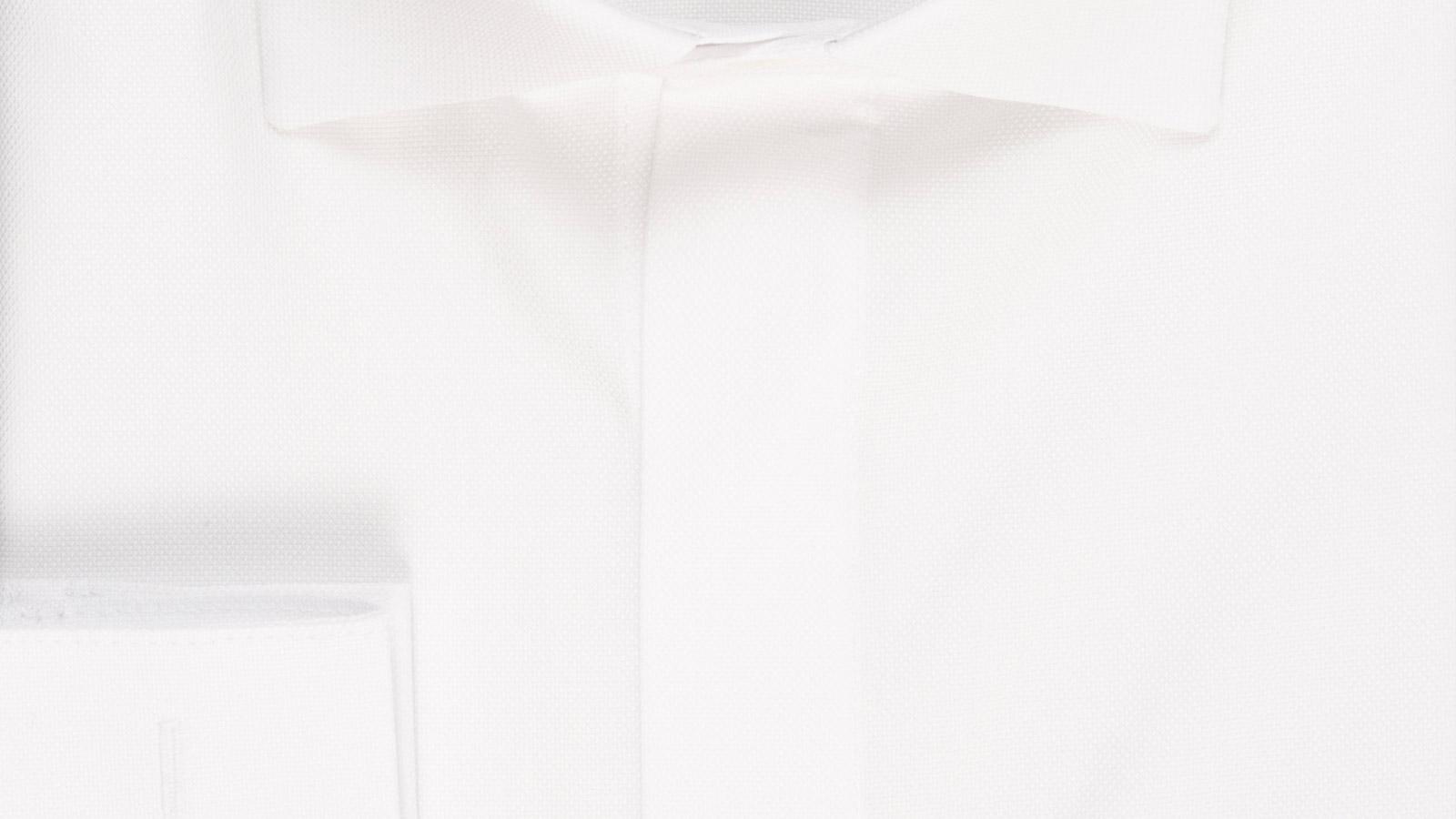 White Cotton Oxford Tuxedo Shirt - slider image 2