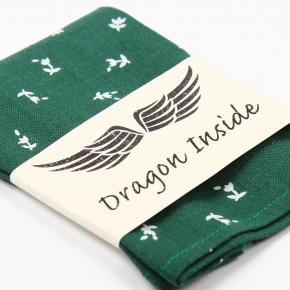 Green Linen Pocket Square With A Floral Pattern - 0