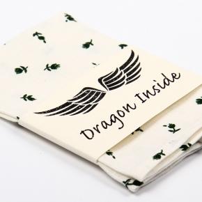 White & Dark Green Pocket Square With A Floral Pattern - 0