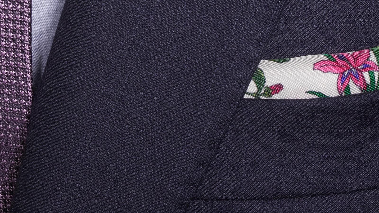 Navy Wool Silk & Cashmere Sharkskin Suit - slider image 1