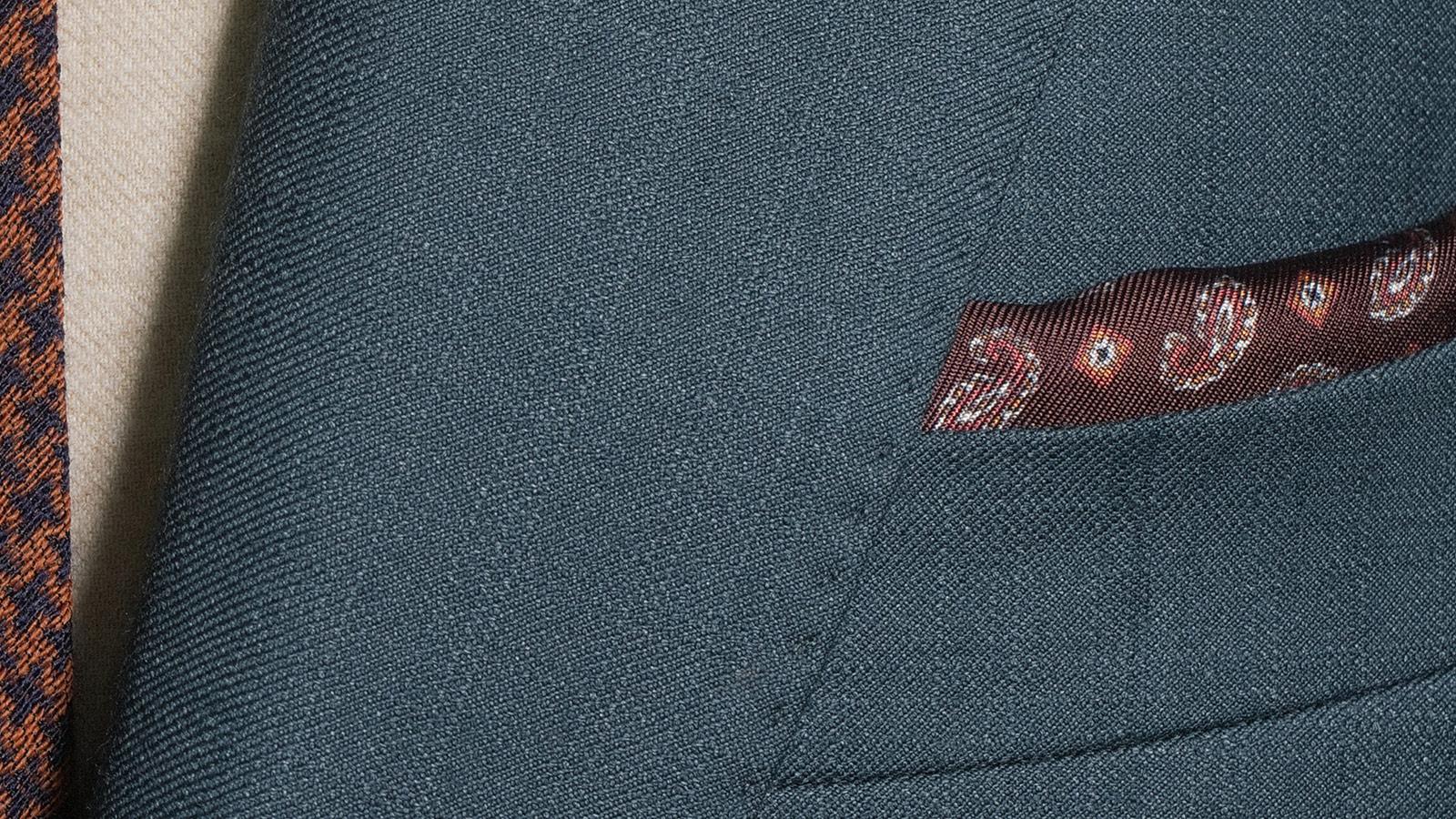 Teal Blue Wool Silk & Cashmere Sharkskin Suit - slider image 1