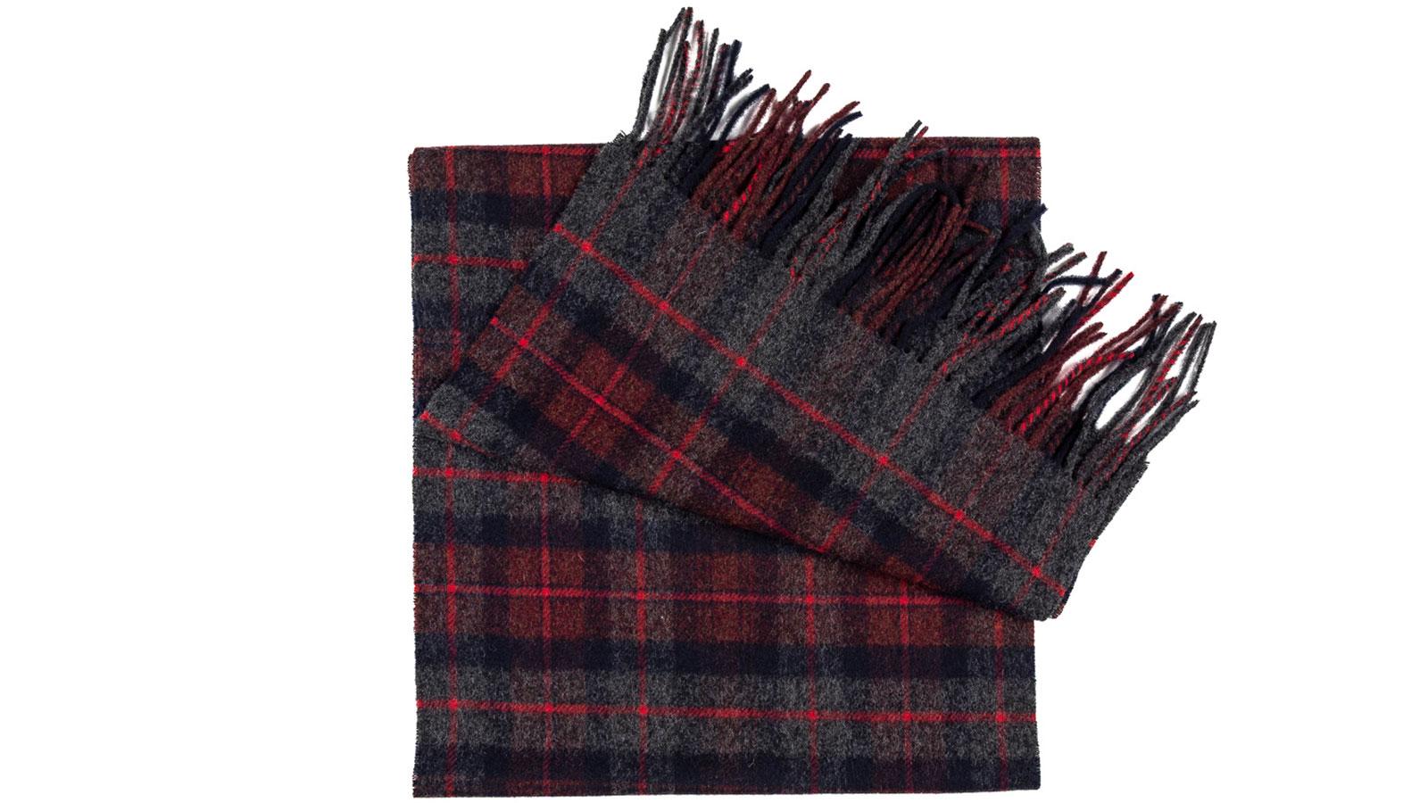 Red & Grey Plaid Wool Scarf - slider image 