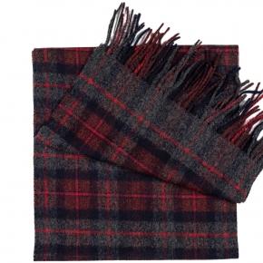 Red & Grey Plaid Wool Scarf - thumbnail image 1