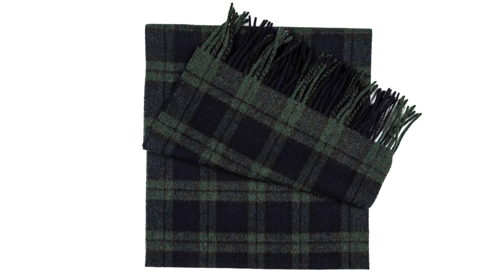 Navy & Green Plaid Wool Scarf - slider image 