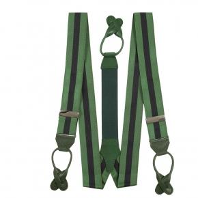 Green & Navy Striped Suspenders - 0