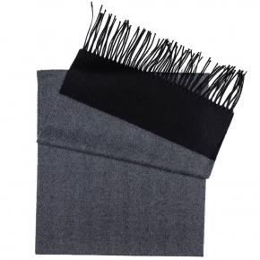 Dark Grey & Black Herringbone Wool Scarf - thumbnail image 1
