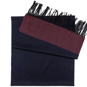 Navy & Wine Red Herringbone Wool Scarf - thumbnail image 1