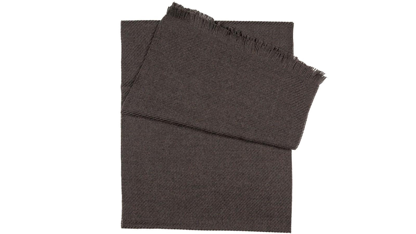 Solid Brown Twill Wool Scarf - slider image 