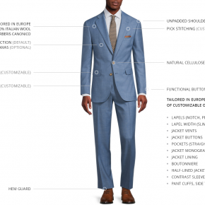 Sky Blue Pick & Pick Natural Bi-Stretch Suit - thumbnail image 3