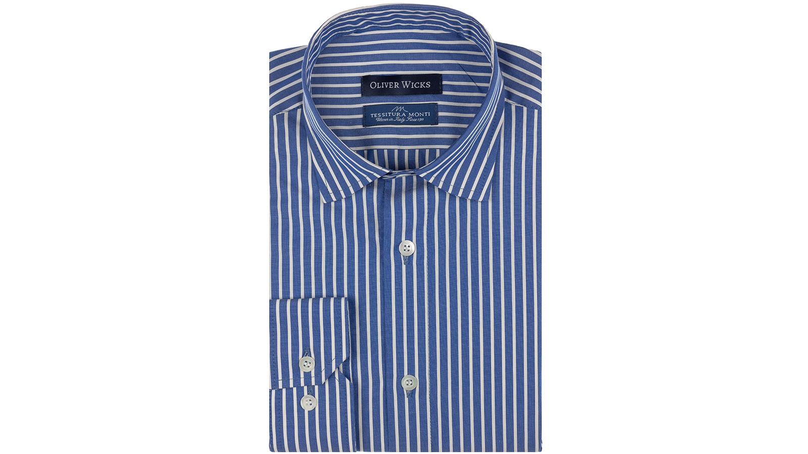 White Striped Blue Cotton Shirt - slider image 1