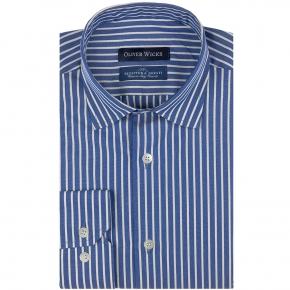 White Striped Blue Cotton Shirt - thumbnail image 1