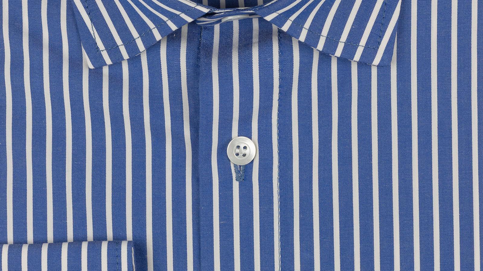 White Striped Blue Cotton Shirt - slider image 2