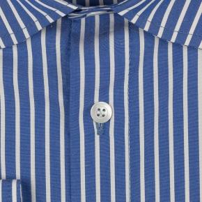 White Striped Blue Cotton Shirt - thumbnail image 2