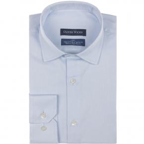 Light Blue Herringbone Cotton Twill Shirt - thumbnail image 1