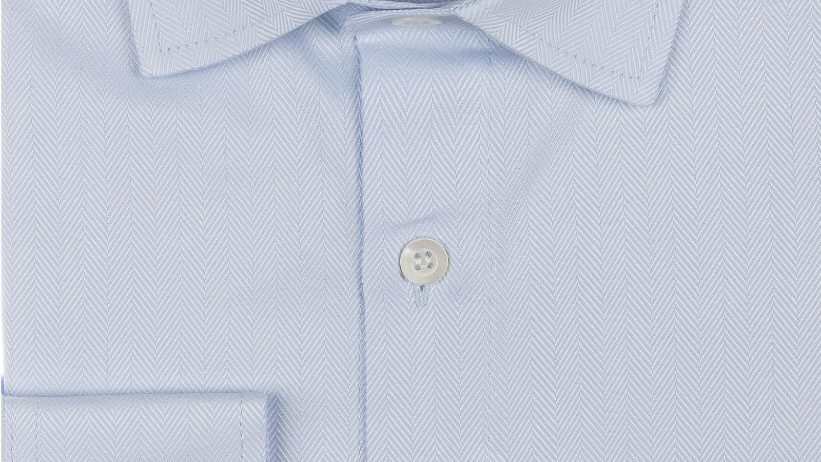 Light Blue Herringbone Cotton Twill Shirt - slider image 2
