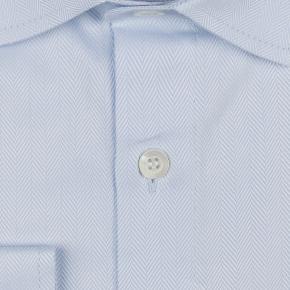 Light Blue Herringbone Cotton Twill Shirt - thumbnail image 2