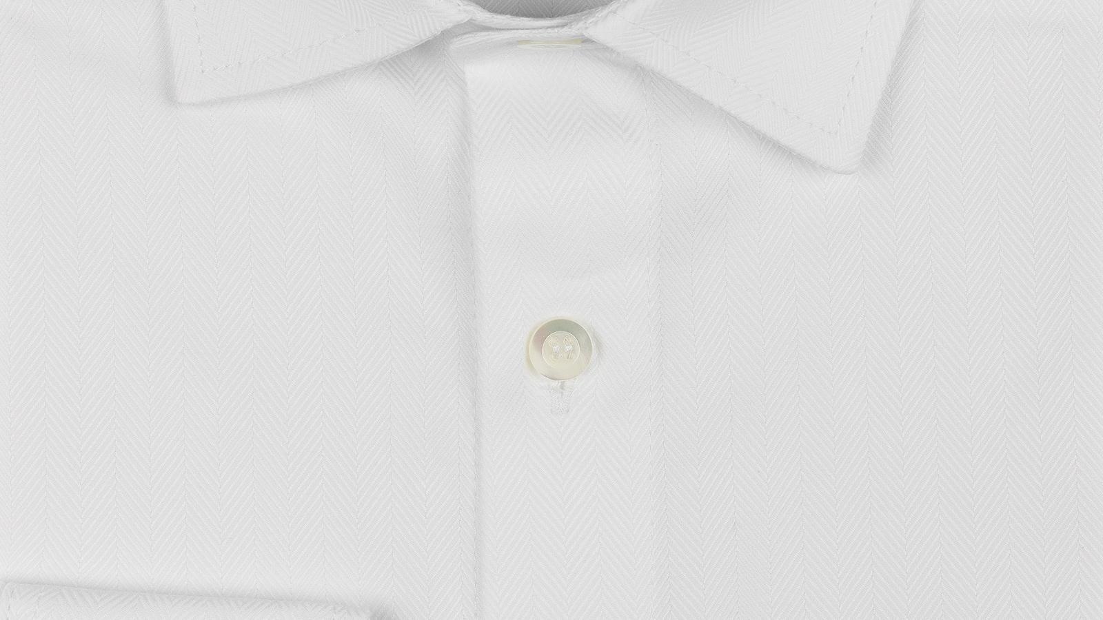White Herringbone Cotton Twill Shirt - slider image 2