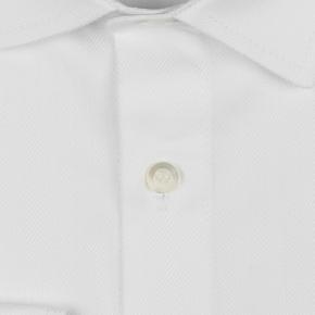 White Herringbone Cotton Twill Shirt - thumbnail image 2