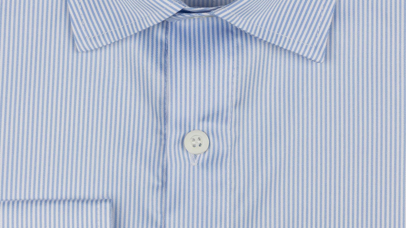 Blue & White Striped Cotton Twill Shirt - slider image 2