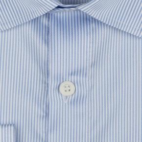 Blue & White Striped Cotton Twill Shirt - thumbnail image 2