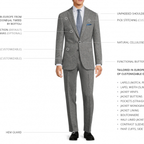 Grey Donegal Tweed Wool & Cashmere Suit - 2