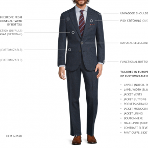 Navy Donegal Tweed Wool & Cashmere Suit - 2