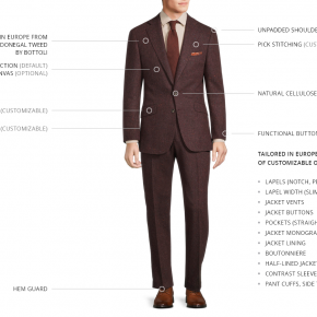 Burgundy Donegal Tweed Wool & Cashmere Suit - 2