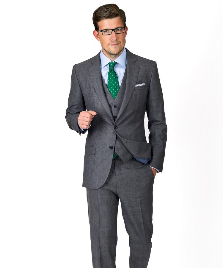 Grey Plaid 3 Piece Suit