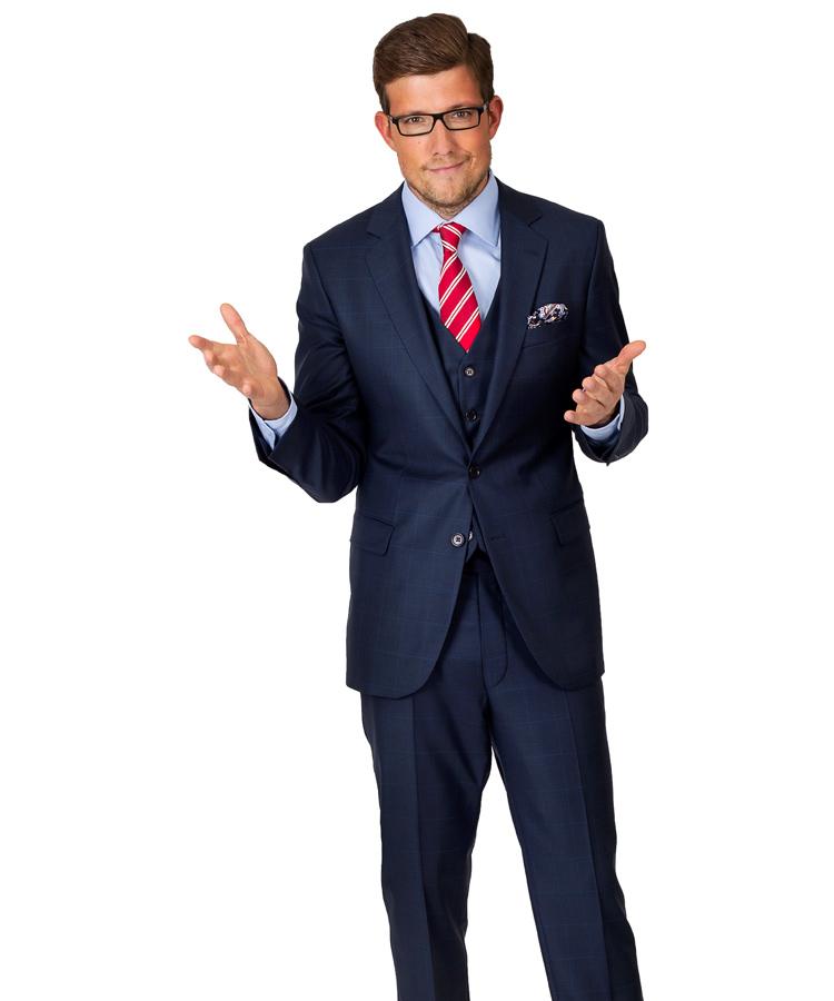 Premium Navy Plaid 3 Piece Suit